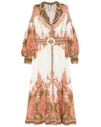 Scarlett Poppies - Florista Belted Printed Midi Dress - Lyst