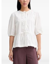 Marc O' Polo - Blouse Péplum À Fermeture Nouée - Lyst