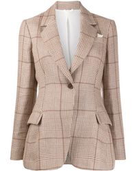 Brunello Cucinelli Tailored Houndstooth Check Blazer - Natural