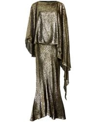Roberto Cavalli - Vestido Asimétrico De Lamé Dorado - Lyst