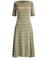 Ralph Lauren - Robe Mi-Longue Nervurée À Rayures - Lyst