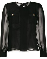 Edward Achour Paris Sheer Sleeves Blouse - Black