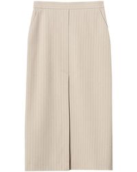 Twinset - Front-Slit Pinstripe Midi Skirt - Lyst
