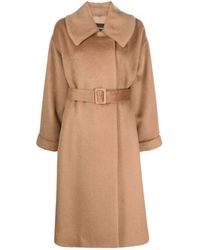 Emporio Armani - Belted Long-sleeve Coat - Lyst