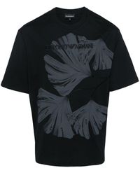 Emporio Armani - Printed Cotton T-Shirt - Lyst