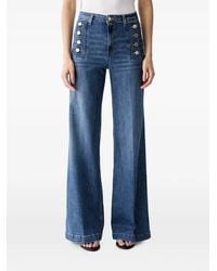 ViCOLO - Button-Embellished Wide-Leg Jeans - Lyst