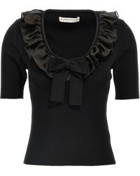 Alessandra Rich - T-Shirt À Volants - Lyst