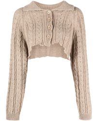 MM6 by Maison Martin Margiela - Cable-knit Cropped Cardigan - Lyst