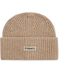 Pinko - Gerippte Beanie Mit Logo-Patch - Lyst