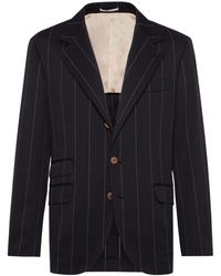 Brunello Cucinelli - Stripe-pattern Wool-blend Blazer - Lyst