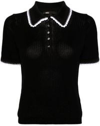 Maje - Crochet-trim Knitted Polo Top - Lyst