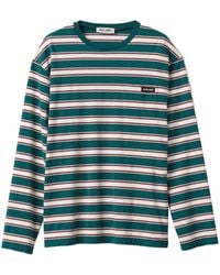 Miu Miu - Striped Cotton T-shirt - Lyst