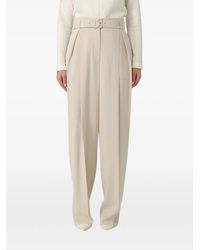 Emporio Armani - Belted Pleated Trousers - Lyst