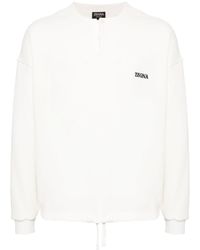 ZEGNA - Logo-embroidered Cotton-blend Sweatshirt - Lyst