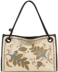 Etro - Eyes Floral-Embroidered Leather-Trimmed Tote Bag - Lyst