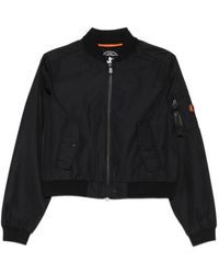 Save The Duck - Ribbed-Trim Cropped Bomber Jacket - Lyst