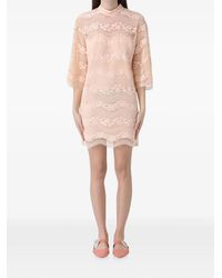 Twinset - Vestido Corto Suelto Con Paneles De Encaje - Lyst