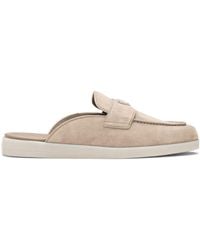 Prada - Triangle-Logo Backless Suede Loafers - Lyst
