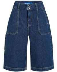 KARL LAGERFELD - Patch-Pocket Denim Shorts - Lyst
