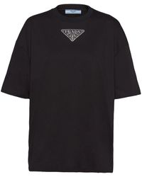 Prada - Embroidered-logo T-shirt - Lyst