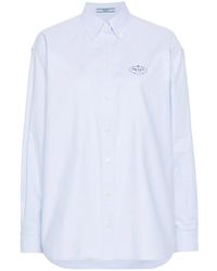 Prada - Logo Embroidered Cotton Shirt - Women's - Cotton - Lyst