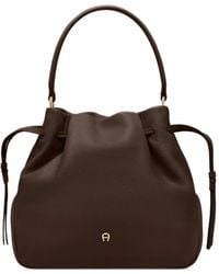 Aigner - Medium Paola Pebbled Bucket Bag - Lyst