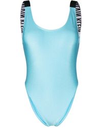 Calvin Klein - Logo-Tape Ribbed Swimsuit - Lyst