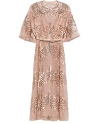 Elie Saab - Robe Mi-Longue À Ornements De Sequins - Lyst