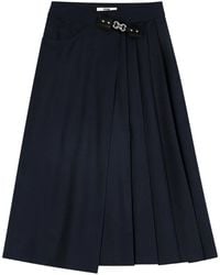 Maje - Long Pleated Skirt With Buckle - Lyst