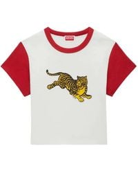 KENZO - Jumping Tiger Cropped Cotton T-Shirt - Lyst