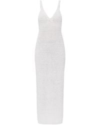 Balmain - Crochet-Knit V-Neck Maxi Dress - Lyst