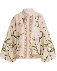 Agua Bendita - Agar Azucar Floral-Print Puff-Sleeve Shirt - Lyst