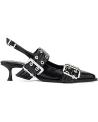 Ganni - Buckle-Strap Slingback Heels - Lyst