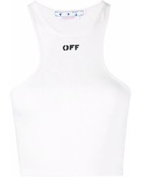 Off-White c/o Virgil Abloh - Off- Ribbed Rowing Logo Cropped Top - Lyst