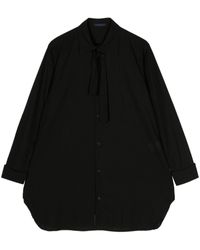 Yohji Yamamoto - Pussy-bow Cotton Shirt - Lyst