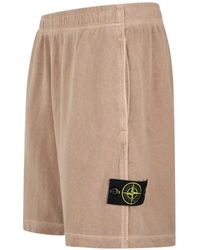 Stone Island - Logo-Patch Elasticated-Waist Shorts - Lyst
