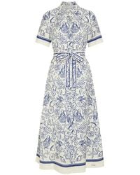 Jonathan Simkhai - Audria Seashell-Print Belted Midi Dress - Lyst