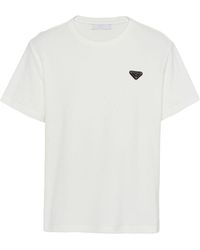 Prada - T-Shirt aus Frottee mit Triangel-Logo - Lyst