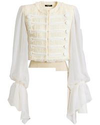 Balmain - Cropped Tweed En Mousseline Jack - Lyst