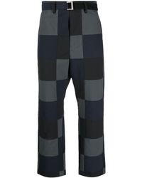 Sacai - Checkerboard-print Cotton Chino Trousers - Lyst