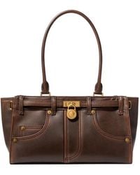 Michael Kors - Hamilton Moderne Small Burnished-Leather Satchel Bag - Lyst