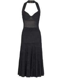 Balmain - Midi Halterneck Pleated Dress - Lyst
