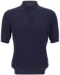 Kangra - Cable-Knit Ribbed Polo Shirt - Lyst