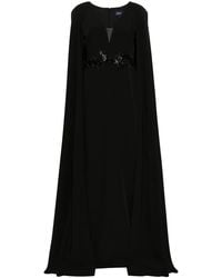 Marchesa - Floral-Appliqué Cape Gown - Lyst