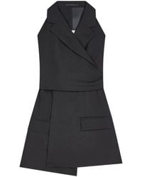Dries Van Noten - Wollen Twill Top Met Open Rug - Lyst