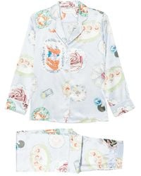Olivia Von Halle - Graphic-Print Silk Pajamas - Lyst
