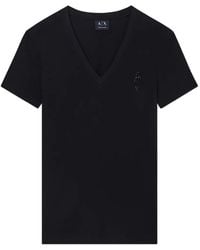 ARMANI EXCHANGE - Stud-Embellished V-Neck T-Shirt - Lyst