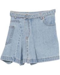 Sacai - Belted Denim Skirt - Lyst