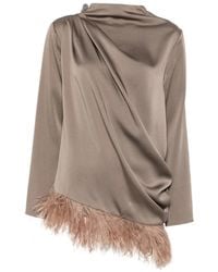 Fabiana Filippi - Feather-Trim Draped Top - Lyst