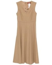 Max Mara - V-Neck Sleeveless Midi Dress - Lyst